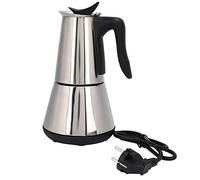 Quisiete Cafetière à expresso avec cuisinière électrique, marmite moka, percolateur, 6 tasses, cafetière électrique électrique en acier inoxydable, prise UE