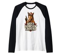 Quit Horsin Around Funny Horse Pointing Hoof Finger Absurd Manche Raglan