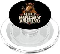 Quit Horsin Around Funny Horse Pointing Hoof Finger Absurd PopSockets PopGrip pour MagSafe