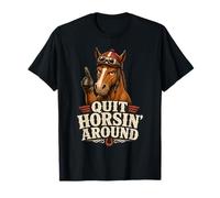 Quit Horsin Around Funny Horse Pointing Hoof Finger Absurd T-Shirt