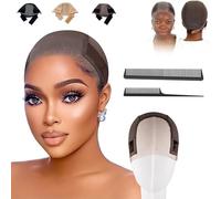 Quiteacross Wig Grip Cap, Wig Grip Band Wig Caps for Women, Adjustable Transparent Lace Front for Keeping Wigs in Place, Non-slip Glueless Wigs Gripper with Elastic Headband(marron)