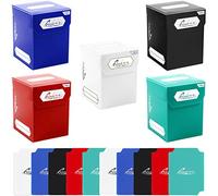 Quiver Time Lot de 5 Boîtes de Rangement 100+ Standard pour Cartes Compatible avec MTG et autres JCC - Boîtes Commander avec 2 Séparateurs par Boîte (Blanc, Noir, Bleu, Rouge & Vert)