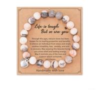 QuivyLivy Bracelet en pierre d'agate naturelle pour femme, bracelet de perles tissé à la main réglable avec pierres de couleurs mélangées, accessoire de bijoux de luxe élégant (01)