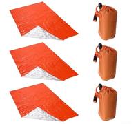 QuivyLivy Couverture de survie, sac de bivouac thermique, orange, réflecteur de chaleur de premiers secours, abri imperméable et coupe-vent, kit d'équipement compact de randonnée, camping (3 pièces)