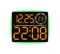 QuivyLivy Horloge murale numérique LED avec lumière ambiante 8 couleurs, affichage de la température et de la semaine, luminosité à 10 niveaux, compte à rebours pour salon, bureau (orange)