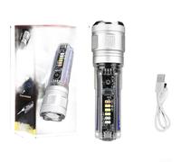 QuivyLivy Lampe torche rechargeable à énergie solaire, lanterne de camping LED, lampe de poche USB C, faisceau zoomable, faisceau de projecteur, rouge bleu (argent)