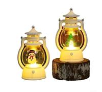QuivyLivy Lanterne de Noël LED avec motif Père Noël et bonhomme de neige, lampe de vacances portable à piles pour décorations festives, veilleuse rouge et blanche (D)