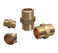 QuivyLivy Lot de 2 connecteurs à double filetage mâle en laiton à 4 points de 20 mm compatibles avec les raccords de tuyau standard - Filetage de précision anti-fuite - Paroi intérieure lisse