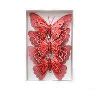 QuivyLivy Lot de 3 ou 6 décorations de sapin de Noël en forme de papillon 3D, double couche, effet pailleté irisé, vacances festives, arbre léger à suspendre pour accessoires saisonniers pour cheveux