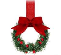 QuivyLivy Lot de 6 mini couronnes de Noël pour décoration à suspendre à une fenêtre, décoration de vacances d'intérieur avec nœud rose, couronnes saisonnières rustiques de style rustique (rouge)