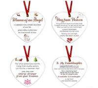 QuivyLivy Lot de décorations de Noël commémoratives pour un être cher, ornement de condoléances en forme de cœur avec message câlin du ciel, souvenir souvenir de perte en acrylique blanc