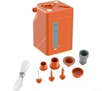 QuivyLivy Pompe à air électrique, gonfleur électrique multifonction 100 kPa avec lumière LED de camping et ventilateur, batterie externe rechargeable de 3000 mAh pour la randonnée (orange)