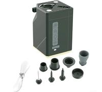 QuivyLivy Pompe à air électrique, gonfleur électrique multifonction 100 KPA avec lumière LED et ventilateur, batterie externe rechargeable de 3000 mAh pour la randonnée (vert kaki)