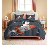 Quixora Couette 180 x 200 cm Réversible Cartoon Chien Astronaute Espace 4 Saisons Couette Lit Légère Douvet Étoile Animation Rêveur 2 Personnes Chaude Doux Duvet Matelassé Confortable de Qualité