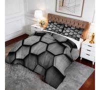 Quixora Couette Imprimée Géométrique Abstrait Photographie Technologie 180 x 200 cm 4 Saisons pour 2 Personnes, Couette Réversible sans Housse Plaid Edredon avec 2 Taies d'oreiller 65 x 65 cm