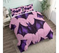 Quixora Couette sans Housse Enfant Grand Confort Chauve-Souris Gothique 140 x 200 cm, 100% Plumes et Duvet Extradoux - Violet rêveur Parure de Lit Couette Toute Saison et 2 Taie d'oreiller 65 x 65 cm
