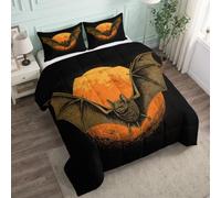 Quixora Couette sans Housse Enfant Grand Confort Chauve-Souris Scène Nocturne Cool 140 x 200 cm, 100% Plumes et Duvet Extradoux - Parure de Lit Couette Toute Saison et 2 Taie d'oreiller 65 x 65 cm