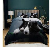 Quixora Housse de Couette 140x200 cm Animal Chien Border Collie Parure de Lit Microfibre - Housse de Couette avec Motif Imprimé + 2 Taies d'oreiller, Adapté aux Enfants Adultes