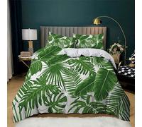 Quixora Housse de Couette 240x220 cm Thème des Plantes Tropicales Vertes Parure de Lit Microfibre - Housse de Couette avec Motif Imprimé + 2 Taies d'oreiller, Adapté aux Enfants Adultes