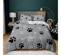 Quixora Housse de Couette 260x240 cm Modèle de Patte de Chat Noir et Blanc Parure de Lit Microfibre - Housse de Couette avec Motif Imprimé + 2 Taies d'oreiller, Adapté aux Enfants Adultes