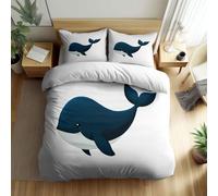 Quixora Housse de Couette Animal Baleine Parures de lit 90 x 190 cm Garçons Filles Adulte Ado, Parure de Lit Microfibre