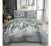 Quixora Housse de Couette Animal Cheval Blanc Thème, 140 x 200 cm - Douce et Résistante aux Rides, Gris Clair Parures de lit, Parfaite pour la Décoration de Chambre