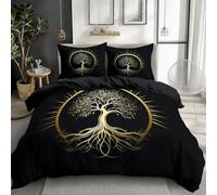 Quixora Housse de Couette Arbre de Vie au Design Celtique Thème, 220 x 240 cm - Douce et Résistante aux Rides, Noir Parures de lit, Parfaite pour la Décoration de Chambre