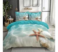 Quixora Housse de Couette Gros Plan sur Un Paysage de Plage Tropicale Thème, 240 x 260 cm - Douce et Résistante aux Rides, Sarcelle Parures de lit, Parfaite pour la Décoration de Chambre