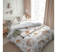 Quixora Housse de Couette Hérisson et Champignons à l'aquarelle forêt Parures de lit 180 x 200 Garçons Filles Adulte Ado, Parure de Lit Microfibre