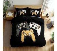 Quixora Housse de Couette Manette de Jeu Manette de Jeu Parures de lit 200 x 220 cm Garçons Filles Adulte Ado, Parure de Lit Microfibre, Noir