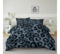 Quixora Housse de Couette Réversible en Microfibre, Gris Foncé Parure de Lit Imprimé Animaux Abstraits Textures Motif léopard Modèle, 200 x 200 cm avec Fermeture Éclair et 2 Taies d’Oreiller 65x65 cm