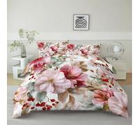 Quixora Housse de Couette - Romantique Vintage Plantes Fleurs Motifs 200 x 200 cm réversibles Parure de Lit- Housse de Couette pour garçons Enfants Adolescents - Literie Set avec Taies d'oreiller