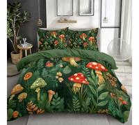 Quixora Housse de Couette Vert 220 x 240 cm, Parure de Lit Forêt Verte Papillons avec Fermeture Éclair, 2 Taies d'oreiller 65x65cm, Linge de Lit 2 Personnes pour Adulte Enfant