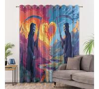 Quixora Lot de 2 Rideaux Occultants Motif La Faucheuse Paysage de Montagne et de rivière Intérieur à Oeillets Enfant 75 x 166 cm Rideau Maison Cuisine Anti Chaleur Froid Coloré Occultant Thermique