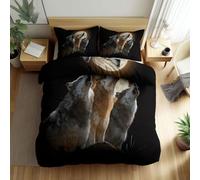 Quixora Parure de Lit Loup Hurlant Clair de Lune Fantastique Housse de Couette 3 Pièces Parures de lit 200 x 220 cm Garçons Filles Adulte Ado, Parure de Lit Microfibre