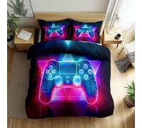 Quixora Parure de Lit Manette de Jeu Lumineuse futuriste Housse de Couette 3 Pièces Parures de lit 180 x 200 cm Garçons Filles Adulte Ado, Parure de Lit Microfibre