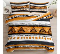 Quixora Parure de Lit Style Ethnique géométrie tribale Housse de Couette 3 Pièces Parures de lit 180 x 200 cm Garçons Filles Adulte Ado, Parure de Lit Microfibre