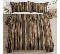 Quixora Parure de Lit Texture de Bois Ancien Housse de Couette 180 x 200 cm avec 2 Taies d'oreiller 65x65 cm, Hypoallergénique Housse Couette 2 Personnes en Microfibre Imprimée