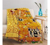 Quixora Plaid Couverture Polaire en Microfibre ModèLe de Baiser de Klimt 3D Impression Douce Moelleuse Flanelle Lit Jeté Canapé Convient Adultes et Enfants Rester Chaud Hiver, 150 x 200 cm