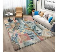 Quixora Tapis Salon Multi Petit Tapis Salon Maroc GéOméTrique Moderne Chambre Carre Antidérapant Enfant Ado Décoration Lavable et Tapis de Sol en Caoutchouc Antidérapant 60x90 cm