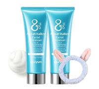 QUIYUM 8X H2O Aquavitalize Skincare Cleanser 2 x 100 g pour femmes, nettoyage du visage en profondeur des pores, nettoyant visage pour tous les types de peau, avec bandeau