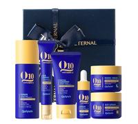 QUIYUM Coffret Cadeau Femme Soin Visage 6 Pièces, Anti-Ride & Hydratant au Q10 & Vitamine E, Routine Complète avec Nettoyant, Lotion Tonique, Sérum, Crème Yeux et Crème Visage