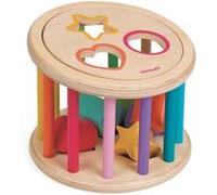 Janod Tambour trieur de formes en bois pour enfants Multicolore 18 mois-3 ans