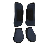 Qukaim 1 paire de bottes de soutien pour cheval - Coque en polyuréthane - Protège-jambes pour saut et chasse - Marron - Taille M - Élastique - Absorption des chocs - 4 pièces - Bottes de tendon avant