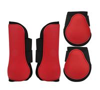 Qukaim 1 paire de bottes de soutien pour cheval en polyuréthane et néoprène pour saut, chasse, taille M, marron, comprend 4 guêtres avant arrière, L, rouge, pour l'entraînement et la course à pied