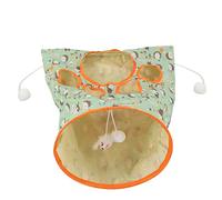 Qukaim Anneau en papier pour chat Tunnel Jouet Jouet Tunnel pour chat 3 couches Anneau en papier Tunnel pour chat avec balle en peluche et souris pliable en peluche pour animaux de compagnie, motif