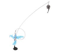 Qukaim Arbre à chat interactif en sisal à 2 couches - Jouet en fil d'acier amovible - Utilisation en intérieur - Poisson volant bleu et souris grise