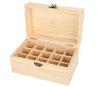 Qukaim Armoire de rangement à 15 emplacements pour huiles essentielles, boîte de rangement en pin, organisateur d'huiles essentielles anti-lumière du soleil pour centre de beauté à domicile, grande