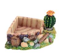 Qukaim Assiette d'alimentation pour reptiles, tortue, lézard, avec décoration de cactus, convient aux animaux aquatiques et terrestres, 15 x 10 x 3 cm