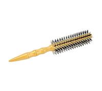 Qukaim Brosse à cheveux ronde avec manche en bois doré - Brosse démêlante en nylon pour brushing, lissage, bouclage, utilisation en salon de coiffure, outil de rasage
